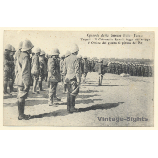 Italo-Turkish War (1911-1912): Tripoli - Colonel Spinelli Speaks To Troops (Vintage PC)