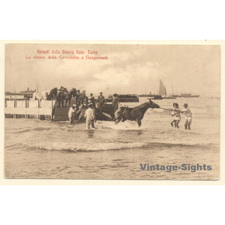 Italo-Turkish War (1911-1912): Tripoli - Colonel Spinelli Speaks To Troops (Vintage PC 1912)