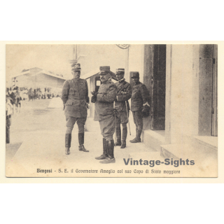 Colony Tripoli Italiano: Benghazi - Governor Ameglio & Chief Of Staff (Vintage PC 1910s)