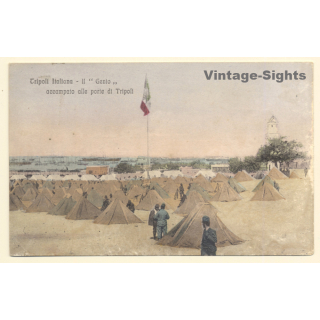 Colony Tripoli Italiano: Military Camp Genio / Tricolore (Vintage PC 1910s)