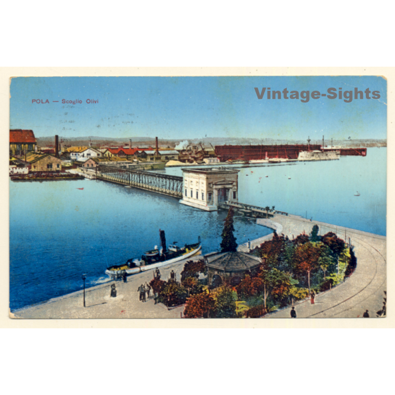 Pola / Croatia: Scoglio Olivi - Fieldpost Venezia Giulia Overprint Zona Guerra (Vintage PC 1918)