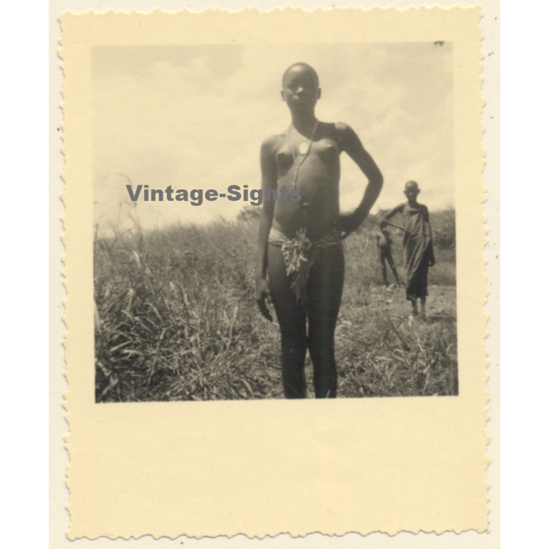 Congo: Young Female Tribe Member In The Steppe*2 / Ethnic (Vintage Photo ~1930s/1940s)