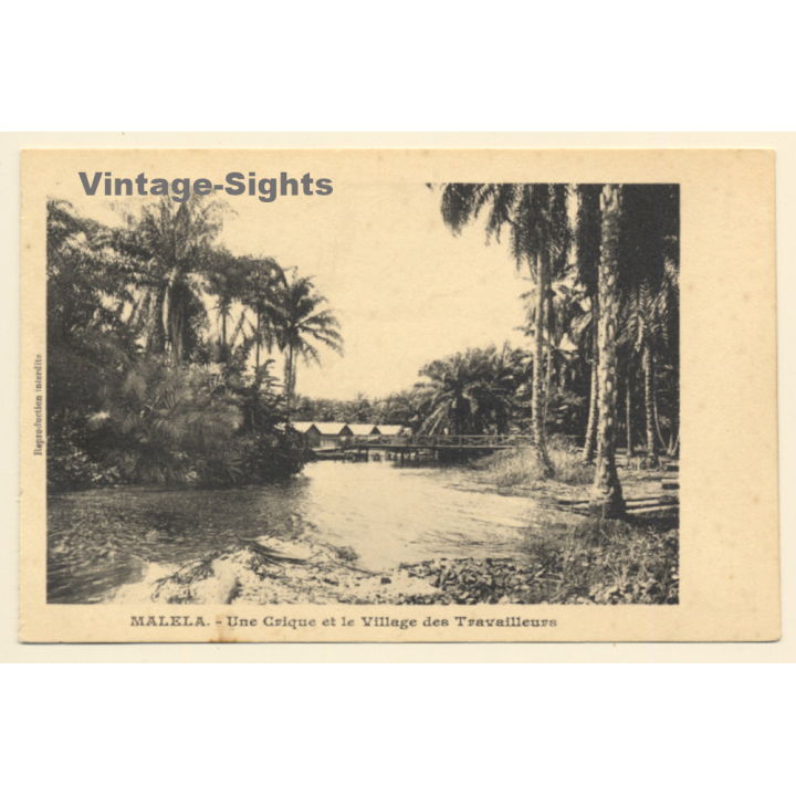 Malela / Congo Belge: Une Crique Et Le Village Des Travailleurs (Vintage PC 1910s/1920s)