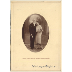 Maison Galuzzi: Portrait Of Elegant Couple / Flower Bouquet (Vintage Photo ~1900s/1910s)