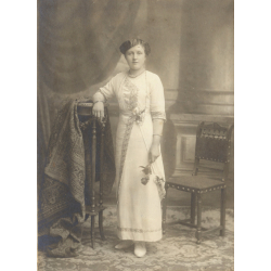Emmanuel Despret: Portrait Of Fine Woman In Glamorous White Dress (Vintage Photo ~1900s/1910s)