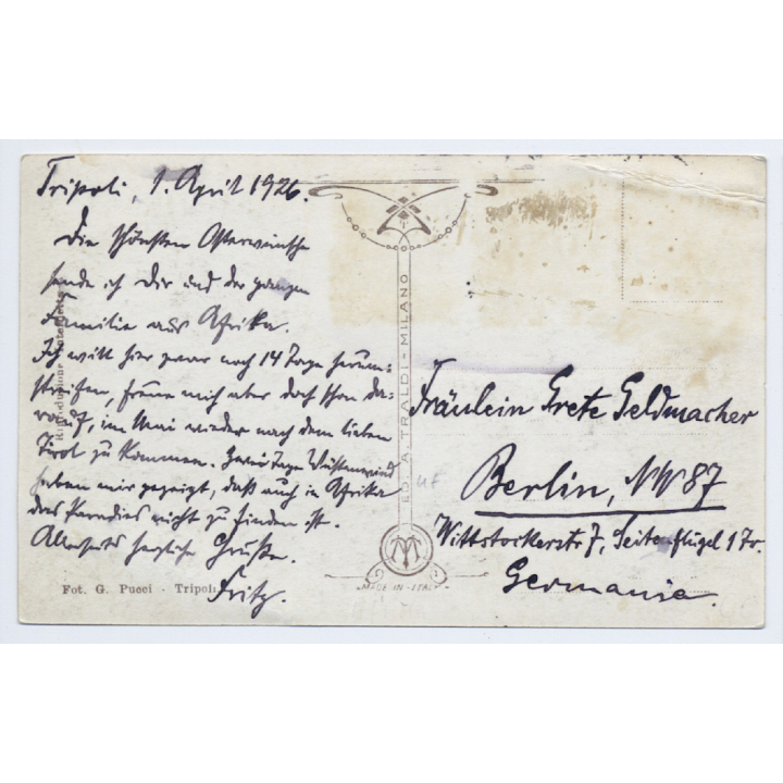 Tagiura / Libya - Tripolitania: Una Via (Vintage RPPC 1926)