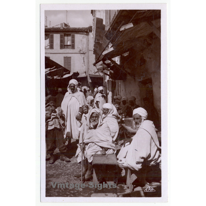 Constantine / Algeria: Au Café Maure / Berber (Vintage RPPC ~1930s/1940s)