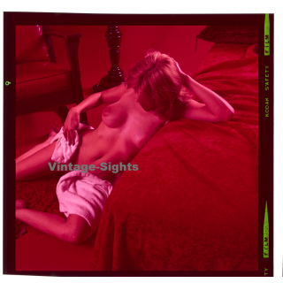Erotic Study: Slim Blonde Semi Nude With Cloth (Vintage Diapositive KORENJAK 1970s/1980s)