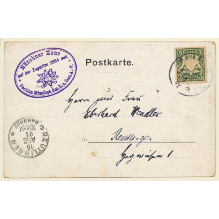 Garmisch-Partenkirchen: Gruss Von Der Zugspitze (Vintage Artist PC 1901)