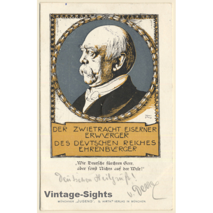 Franz Stuck: Fürst Otto Von Bismarck (Vintage Artist PC 1898)