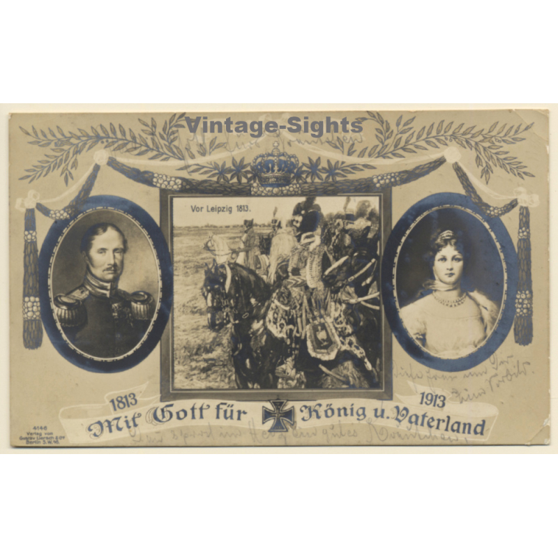 Eisernes Kreuz 1813-1913 Mit Gott Für König Vaterland (Vintage RPPC)