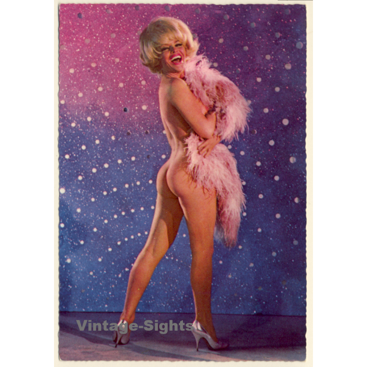 Blonde Striptease Dancer With Feather Boa*1 / Pin-Up (Vintage PC ~1950s/1960s)