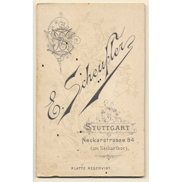 E.Scheufler / Stuttgart: Portrait Of Young Victorian Lady (Vintage CDV / Carte De Visite ~1900s/1910s)