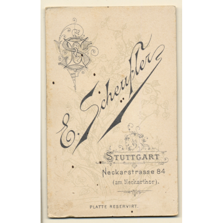 E.Scheufler / Stuttgart: Portrait Of Young Victorian Lady *2 (Vintage CDV / Carte De Visite ~1900s/1910s)