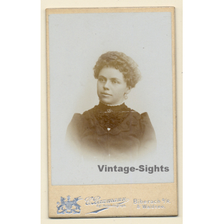 C.Baumann / Biberach: Portrait Of Young Victorian Lady*1 (Vintage CDV / Carte De Visite ~1890s/1900s)