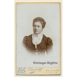 C.Baumann / Biberach: Portrait Of Young Victorian Lady*2 (Vintage CDV / Carte De Visite ~1890s/1900s)