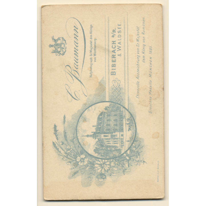 C.Baumann / Biberach: Portrait Of Young Victorian Lady*3 (Vintage CDV / Carte De Visite ~1890s/1900s)