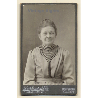 Dr. Neudeck & Co / Reutlingen: Portrait Of Older Woman In Beautiful Victorian Blouse (Vintage CDV ~1890s/1900s)