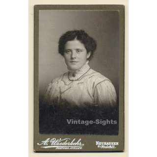 A.Wiederkehr / Neuhausen: Portrait Of Young Woman In Victorian Blouse (Vintage CDV ~1890s/1900s)
