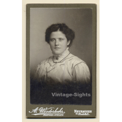 A.Wiederkehr / Neuhausen: Portrait Of Young Woman In Victorian Blouse (Vintage CDV ~1890s/1900s)
