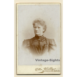 Otto Witte / Berlin: Portrait Of Woman In Black Victorian Blouse (Vintage CDV ~1890s/1900s)