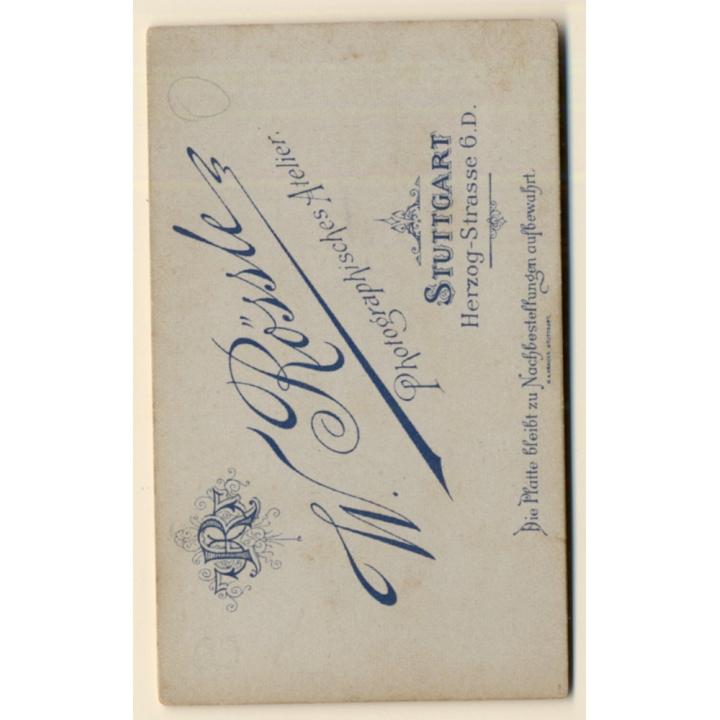 W. Rössle / Stuttgart: Young Soldier In Uniform / Moustache (Vintage CDV ~1890s/1900s)