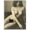 Erotic Study by Hubert Toyot: Natural Dark-Haired Nude*15 / Day Dreaming (Large Vintage Photo 1950s/1960s)