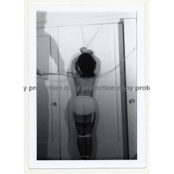 RV Of Brunette Tied To Door Frame / Whip - BDSM (Vintage Photo B/W 1950s/1960s)