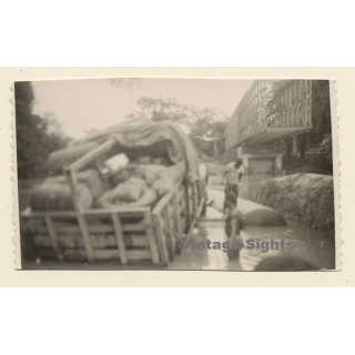 Liberia: Le Bac / Lorry Missed Ferry - Stuck In River (Vintage Photo ~1950s)