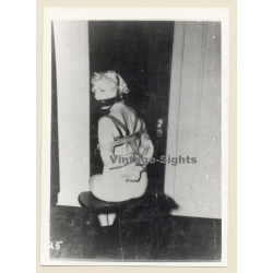 BDSM Study: Blonde Maid Tied Behind Her Back / Gag - Bondage (2nd Gen Photo ~1950s/1960s)