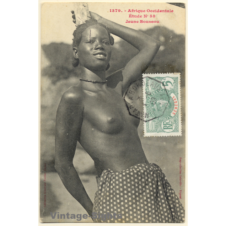 1379 Afrique Occidentale: Jeune Soussou / Ethnic Nude*2 (Vintage PC 1909)
