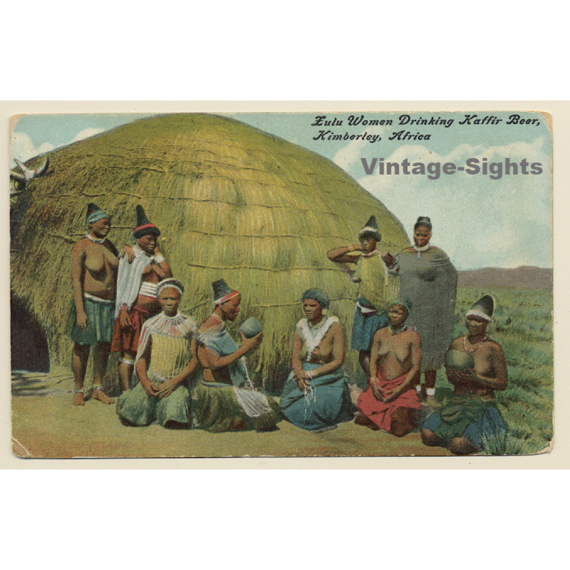 Kimberley / South Africa: Zulu Women Drinking Kaffir Beer (Vintage PC 1910s)