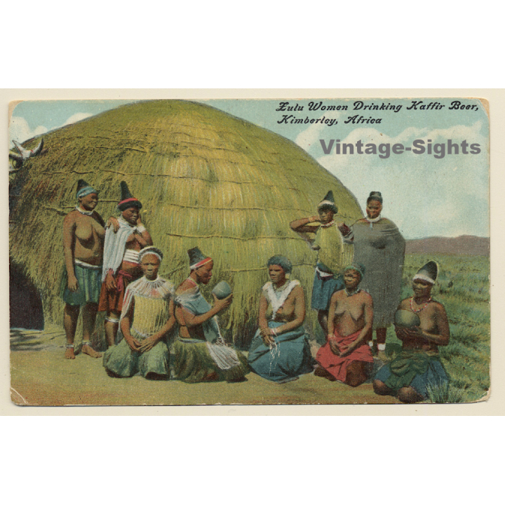 Kimberley / South Africa: Zulu Women Drinking Kaffir Beer (Vintage PC 1910s)