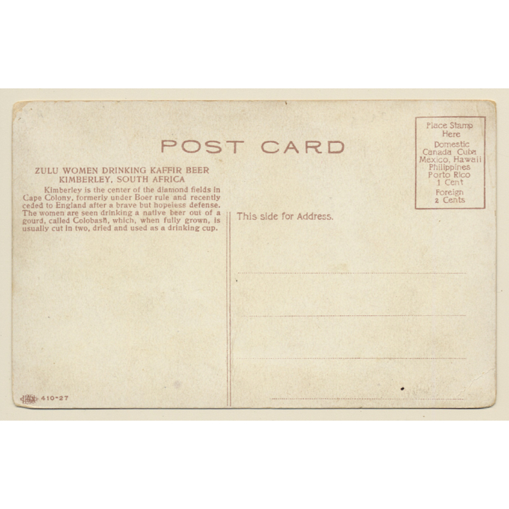 Kimberley / South Africa: Zulu Women Drinking Kaffir Beer (Vintage PC 1910s)