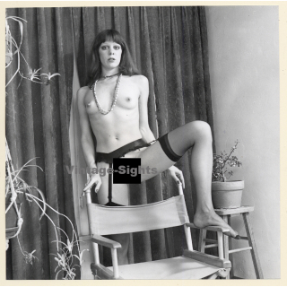 Erotic Study: Great Take Of Slim Nude With Foot On Director's Chair (Vintage Photo KORENJAK 1970s/1980s)