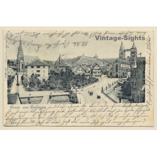 Esslingen a. Neckar: Stadtkirche - Agnes Brücke (Vintage PC 1904)