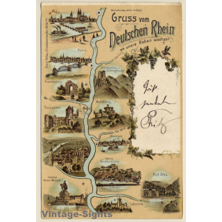 Gruss Vom Deutschen Rhein, Wo Unsere Reben Wachsen (Vintage PC 1902)