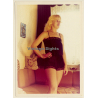 Erotic Study: Natural Blonde Female In Black Lingerie (Vintage Photo GDR ~1980s)