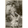Erotic Study: Natural Brunette Nude With Towel / Nudism (Vintage Photo GDR ~1980s)