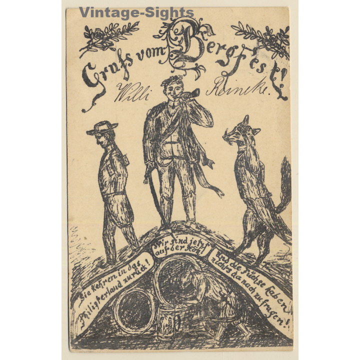 Studentica: Grufs Vom Bergfest / Willi Reineke  / Füchse (Vintage PC 1904)
