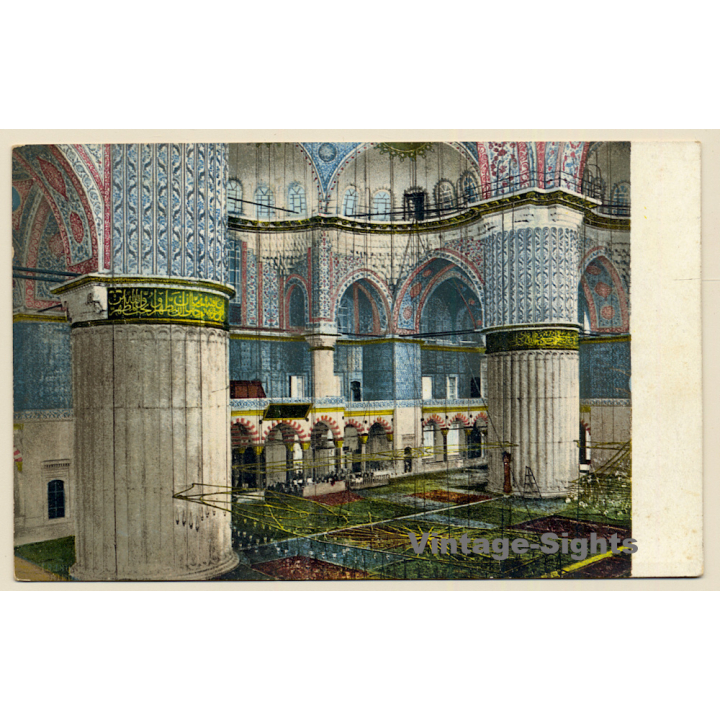 Constantinople - Istanbul / Turkey: Interior Mosque Sultan Ahmed / Hagia Sophia (Vintage PC ~1910s)