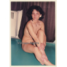 Erotic Study: Racy Slim Dark-Haired Nude*2 / Sitting On Floor (Vintage Photo East Germany ~1990s)