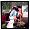 Bearded Man & Semi Nude Blonde In Oldtimer*20 (Vintage Diapositive KORENJAK 1970s/1980s)