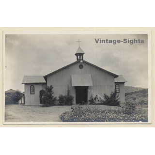 Panda / Congo Belge: Church Of The Benedictine Mission (Vintage RPPC ~1940s/1950s)