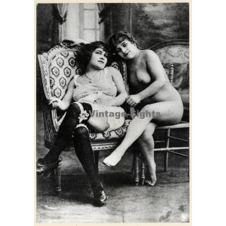 1920s Erotica: 2 Chubby Semi Nude Females*1 / Boudoir - Risqué (Large Photo Reprint ~ 24x17CM)