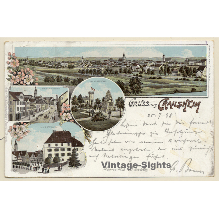 Crailsheim: Schlossplatz - Wilhelmstrasse (Vintage PC Litho 1898)