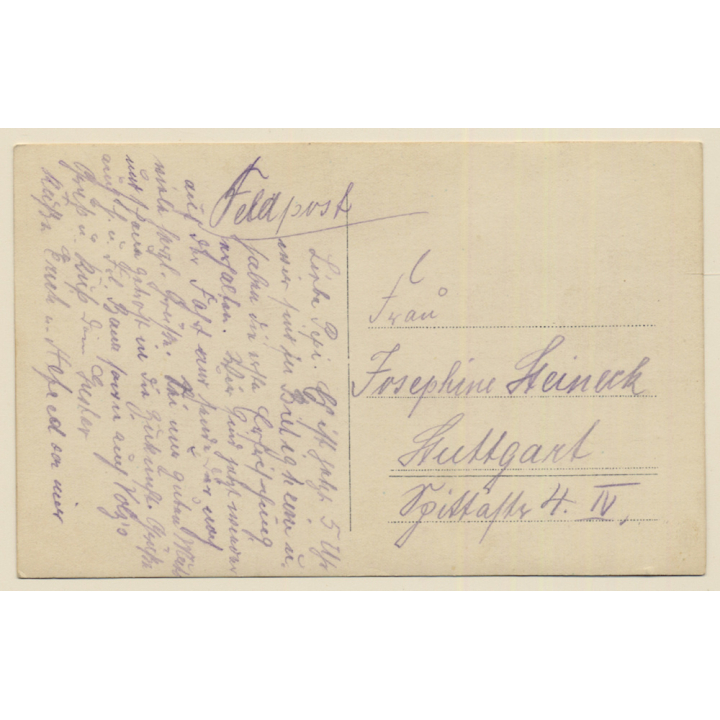 WW1: German Soldiers Posing In Front Of Barracks (Vintage RPPC 1910s