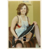 Erotic Study: Natural Semi Nude Female Lifts Skirt / Apron (Vintage Photo GDR 1980s)