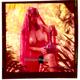 Erotic Study: Busty Nude Wearing Indian Veil*4 (Vintage Diapositive KORENJAK 1970s/1980s)