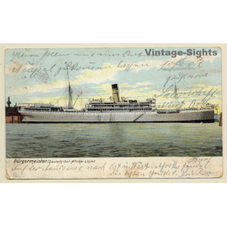 Deutsch-Ost-Afrika Linie: Steamer Bürgermeister (Vintage PC 1906)